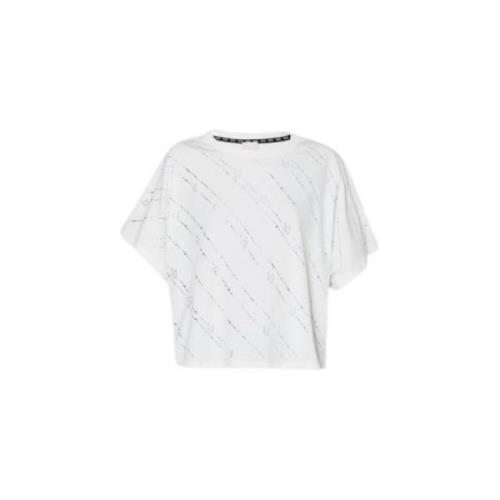 Liu Jo Vit Bomull T-shirt med Strass White, Dam