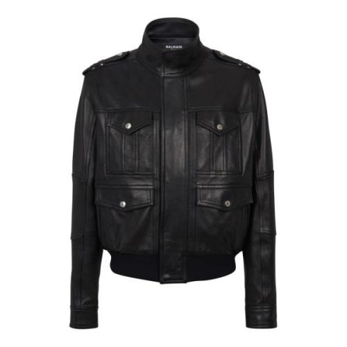 Balmain Lammskinnjacka med 4 fickor Black, Herr