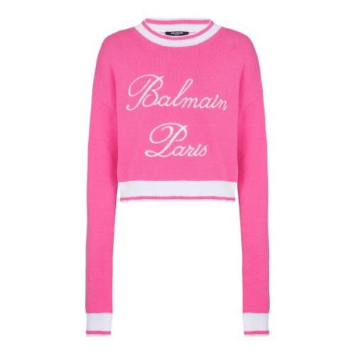 Balmain Signaturstickad tröja Pink, Dam