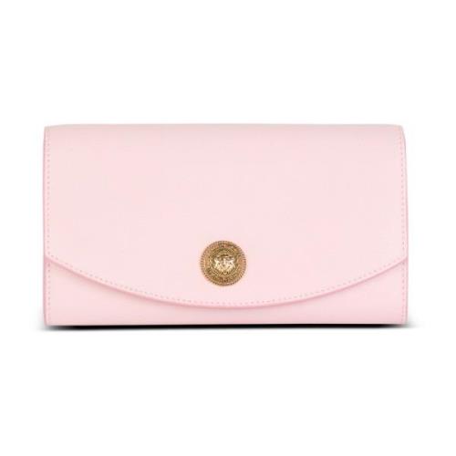 Balmain Emblème kornigt kalvskinn clutch Pink, Dam