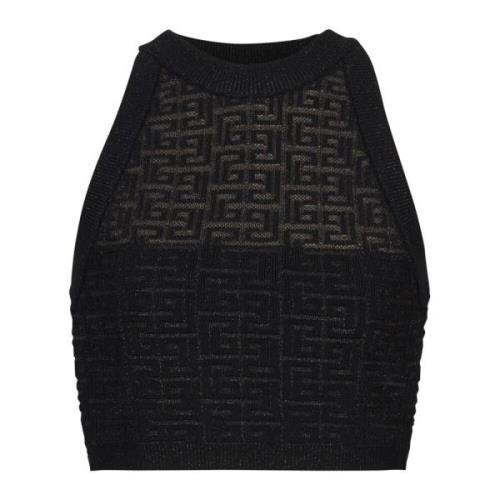 Balmain PB Labyrinth stickad topp Black, Dam