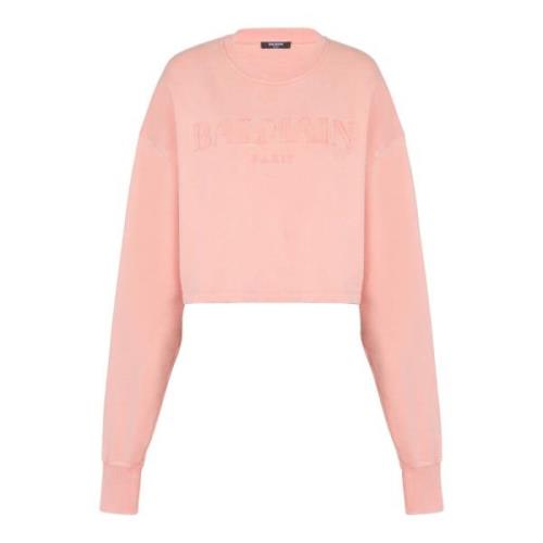 Balmain Sweatshirt med Vintage broderi Pink, Dam