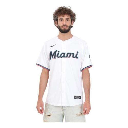 Nike Vit Miami Marlins Kortärmad Skjorta White, Herr
