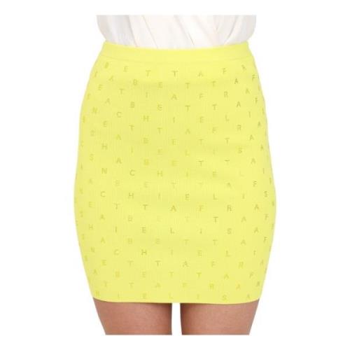 Elisabetta Franchi Gul hög midja kjol med strass Yellow, Dam