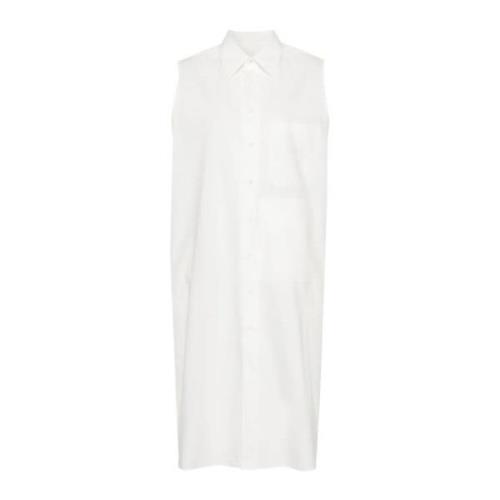 MM6 Maison Margiela Vit Poplin Maxi Klänning White, Dam