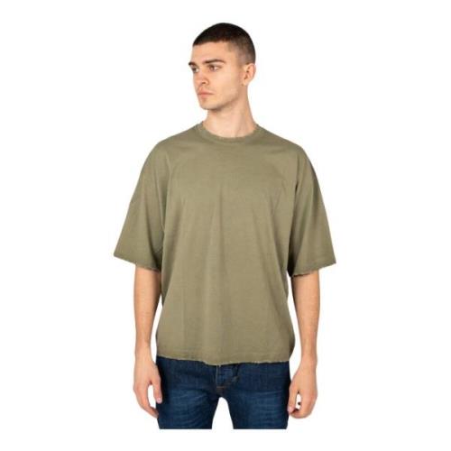 Xagon Man Oversize C-hals T-shirt med rå finish Green, Herr