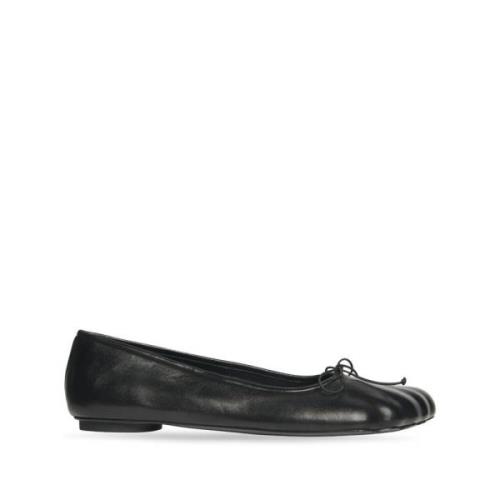 Balenciaga Svart Läder Ballett Flats Black, Dam