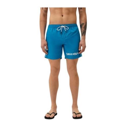 Bikkembergs Logo Print Badshorts - Blå Blue, Herr