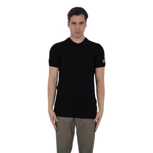 Dsquared2 Svart rundhalsad T-shirt med applikationer Black, Herr