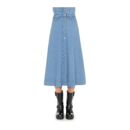 Moschino Denimkjol - Trendigt Modeval Blue, Dam