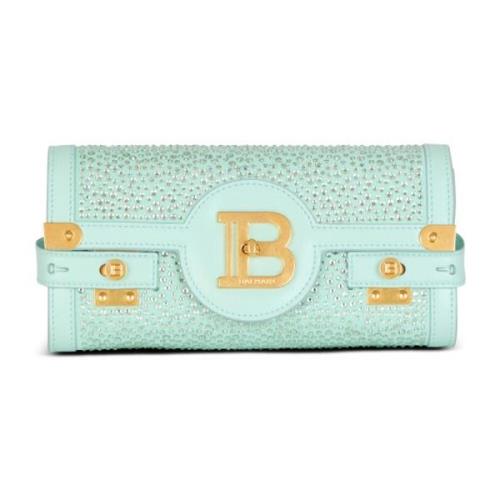 Balmain B-Buzz Pouch 23 i mocka och rhinestones Blue, Dam