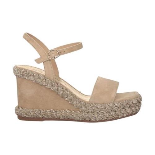 Alma EN Pena Flätad Kilklack Sandal Beige, Dam