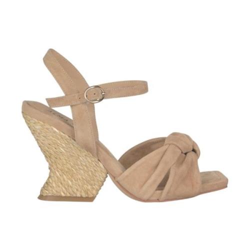 Alma EN Pena Kurvad Klack Knut Sandal Beige, Dam