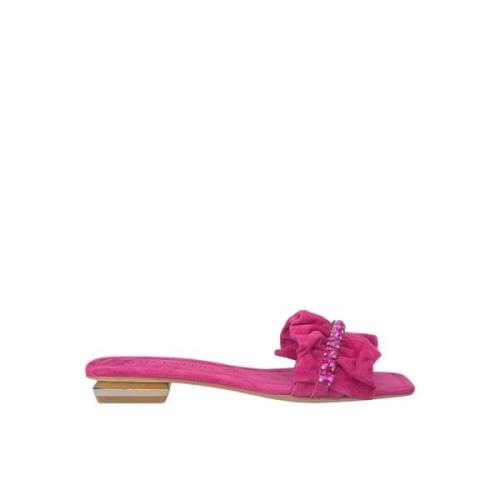 Alma EN Pena Ruffled Flat Sandal Pink, Dam