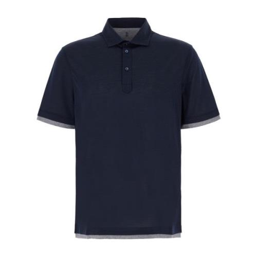 Brunello Cucinelli Klassisk Polo Tröja för Män Blue, Herr