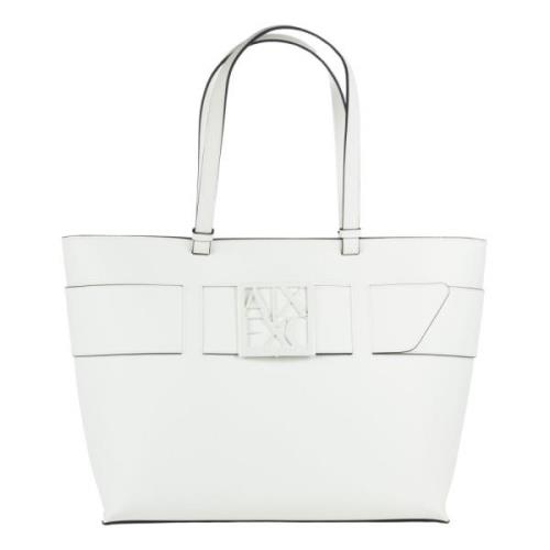 Armani Exchange Essential Shopper Väska Medium White, Dam