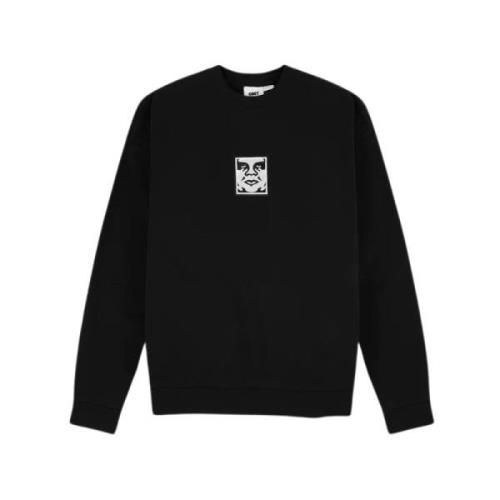 Obey Icon Extra Heavy Crew II - Svart Black, Herr