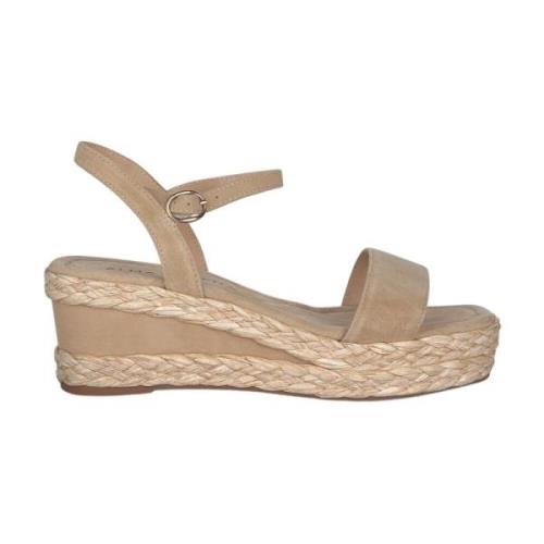 Alma EN Pena Flätad Läderkil Sandal Beige, Dam