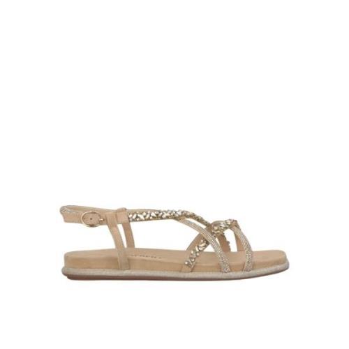 Alma EN Pena Platt sandal med korsrem Beige, Dam