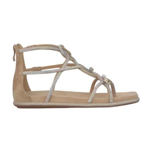 Alma EN Pena Glittrande Platt Sandal Beige, Dam