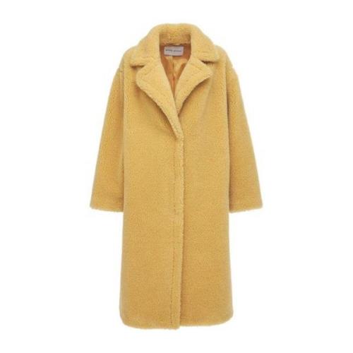 Stand Studio Oversized Faux Fur Teddy Coat Yellow, Dam