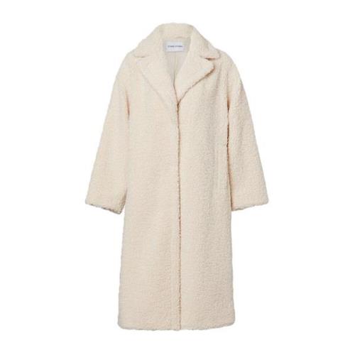 Stand Studio Oversized Faux Fur Teddy Coat White, Dam