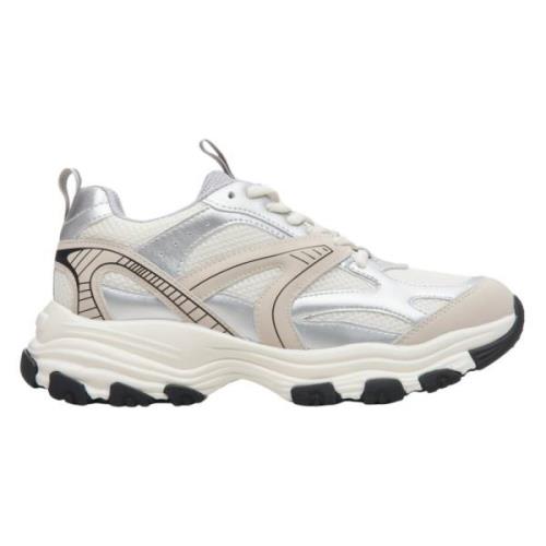 Estro Lyxiga Milky & Silver Sneakers Gray, Dam