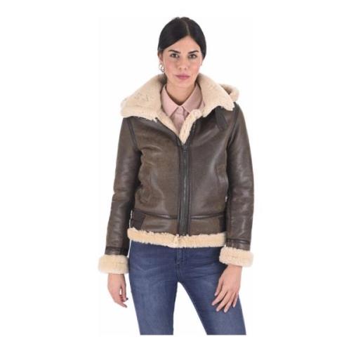 La Canadienne Brun Shearling Bomberjacka Brown, Dam