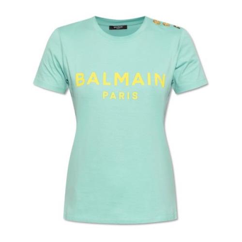 Balmain T-shirt med logotyp Blue, Dam