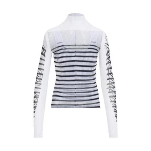 Jean Paul Gaultier Tryckt Mesh Långärmad Topp Multicolor, Dam