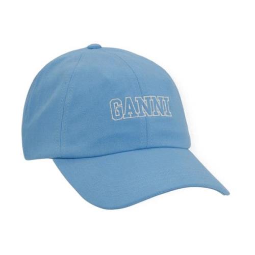 Ganni Azure Blue Cotton Baseball Cap Blue, Dam