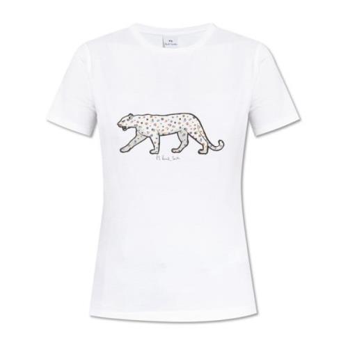 PS By Paul Smith T-shirt med tryck White, Dam