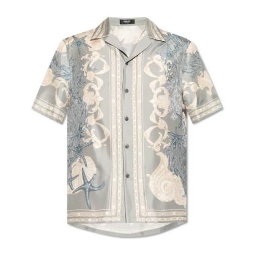 Versace Skjorta med 'Barocco Sea' tryck Gray, Herr