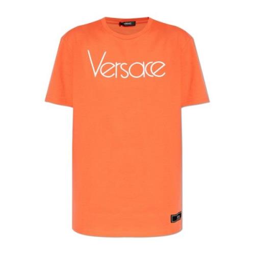 Versace T-shirt med logotyp Orange, Dam