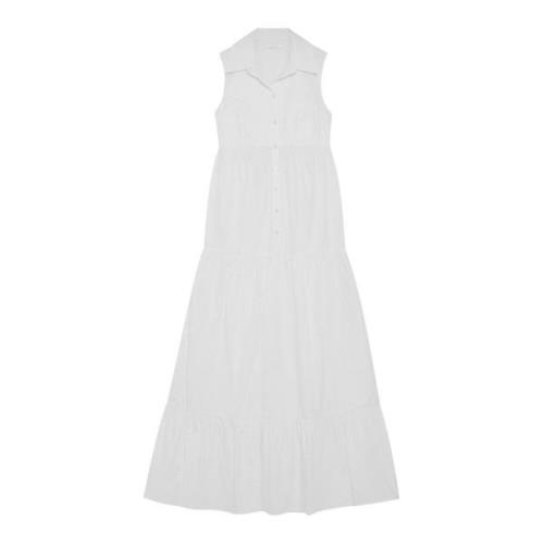 Patrizia Pepe Klänning Bomullsskjortklänning lång klänning White, Dam