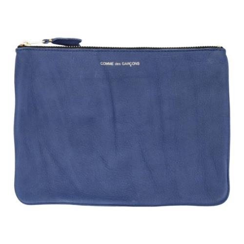 Comme des Garçons Marin Tvättad Dragkedja Handväska Pouch Blue, Dam