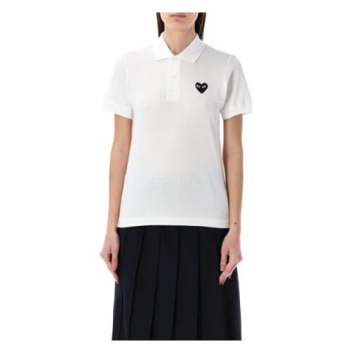 Comme des Garçons Svart Heart Polo Shirt White, Dam