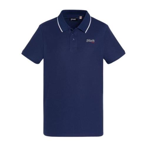 Schott NYC Bomull Polo Skjorta Paul Blue, Herr