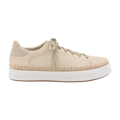 Chloé Lädersneakers med repprofil Beige, Dam