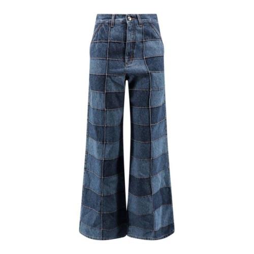 Chloé Patchwork Flared Jeans Blå Blue, Dam