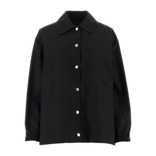 Jil Sander Svart Bomull Windbreaker Jacka Black, Dam