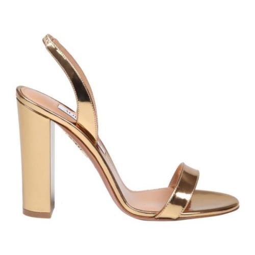 Aquazzura Guld Spegel Läder Sandal Pumps Yellow, Dam