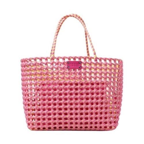 Msgm Rosa Väska med Kvadratisk Design och Logotyp Pink, Dam