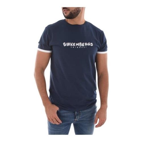 Bikkembergs Stretch Bomull Logo T-shirt - Blå Blue, Herr