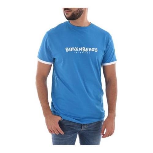 Bikkembergs Stretch Bomull Logo Print T-shirt Blue, Herr