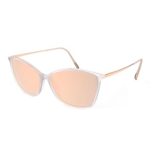 Silhouette Transparent Vit/Brun Rosa Guld Solglasögon Gray, Dam