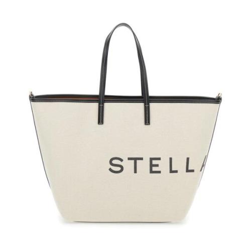 Stella McCartney Eco Salt And Pepper Canvas Tote Bag White, Dam