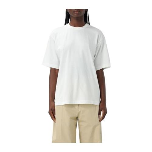 Sportmax Bomull Crew Neck Kortärmad Tee White, Dam