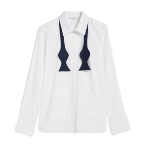 Max Mara Vit Bomullsskjorta med Fluga White, Dam