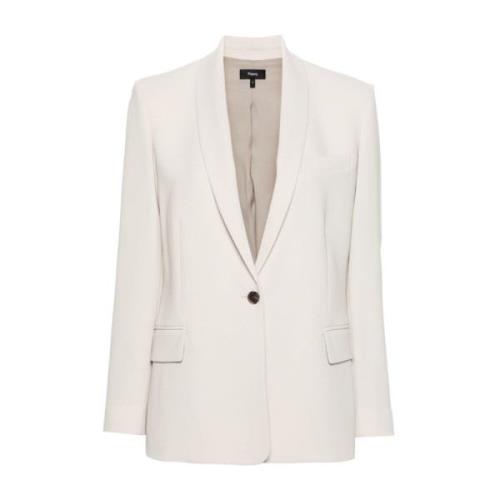 Theory Shawl Lapel Ice Blazer Jacka White, Dam